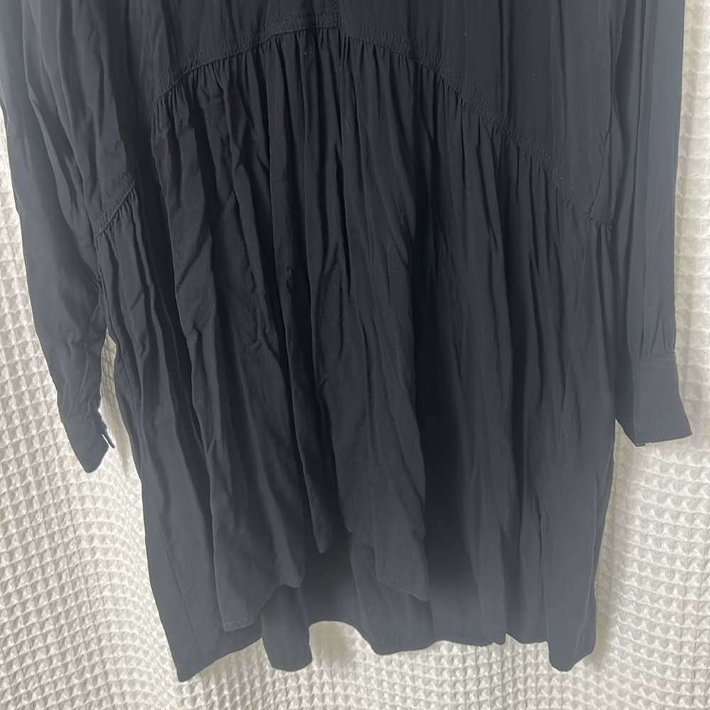 H&M L.O.G.G. Drop Waist Collared Black Dress Medium - Picture 6 of 11
